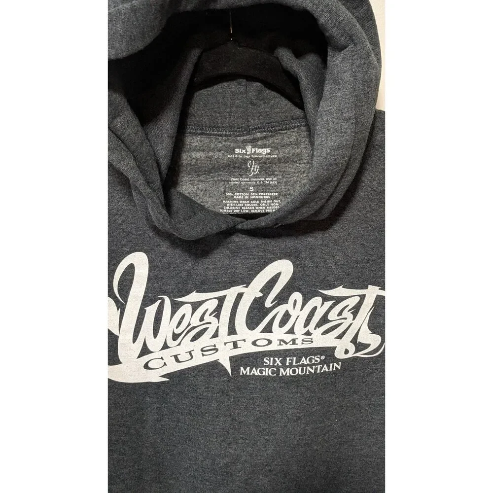 Grey Skull Hoodie - West Coast Customs x Six Flags Magic Mountain Collab. sz. S